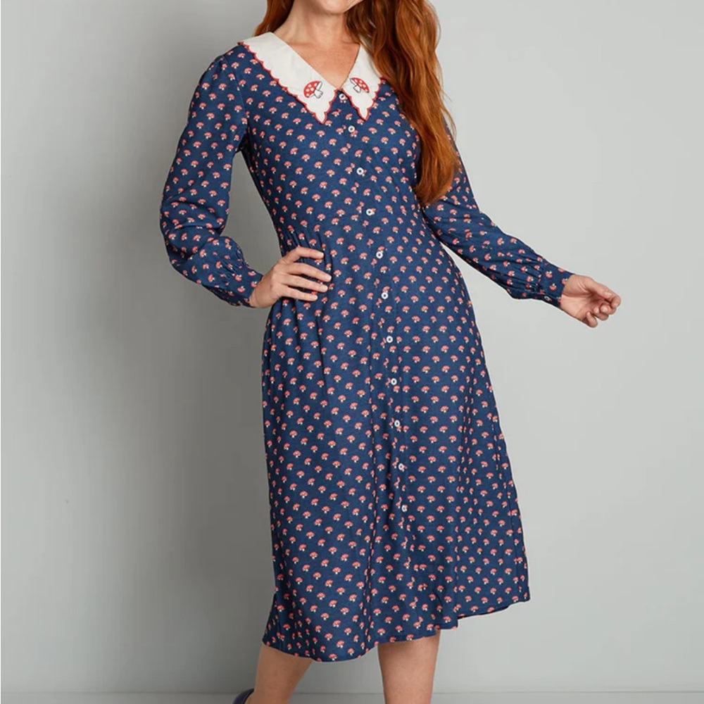 ModCloth - timeless London Sprouts With Clout Midi Mushroom Dress